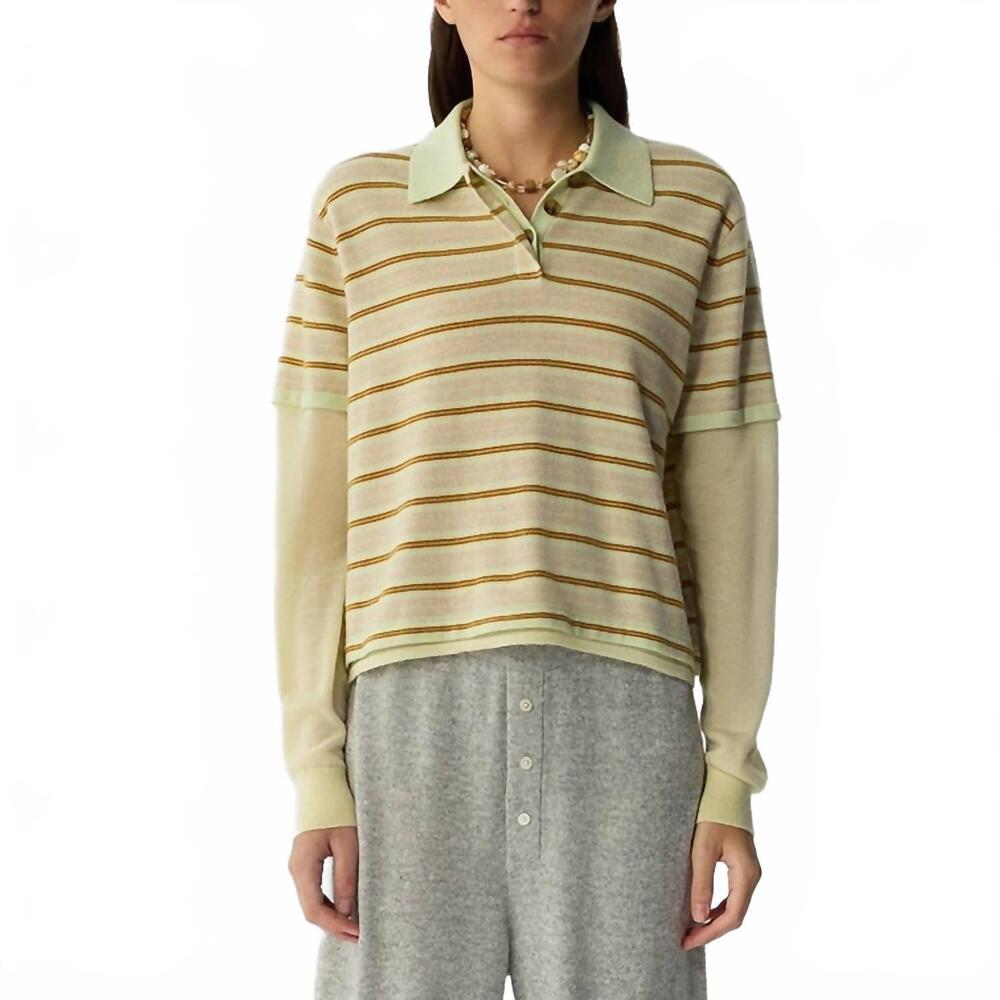 NEW GUEST IN RESIDENCE layered stripe rugby sweater in limewash